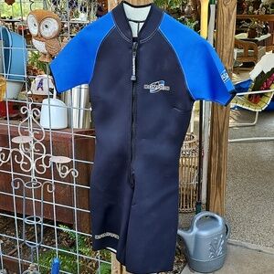 Camaro Austria Shorty Neoprene Wetsuit - Black with Blue Panels Size 42 Small